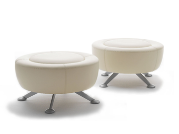 DS-164 SLIDE - Upholstered round leather pouf by de Sede - view 2